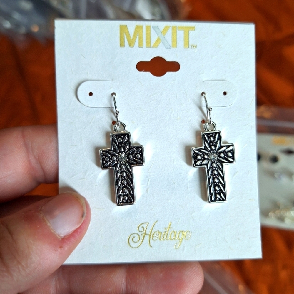 MIXIT INSPIRATIONAL CROSS EARRINGS